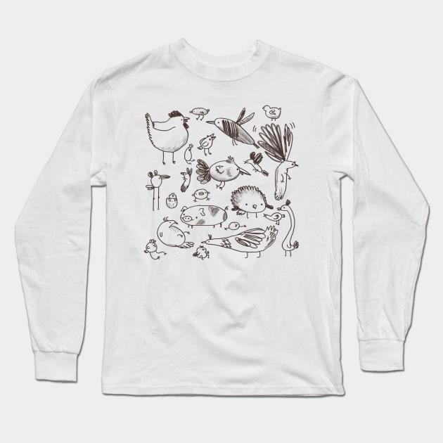 Birdies and a Pig Long Sleeve T-Shirt by Sophie Corrigan